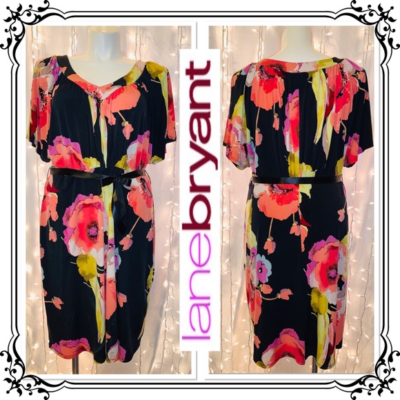 Lane Bryant Dresses & Skirts - LANE BRYANT ⭐️ Black & Peach Floral Print Dress